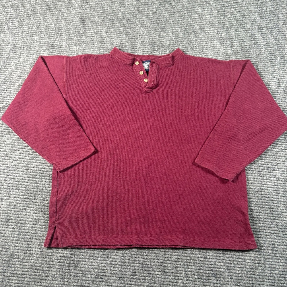 Wear First Womens Burgundy Knit Henley Sweater Long Sleeve Maroon Casual Top
